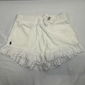 Polo Ralph Lauren‎ Shorts Lace Ruffle Cotton White Eyelet Big Girls XL 16 NEW